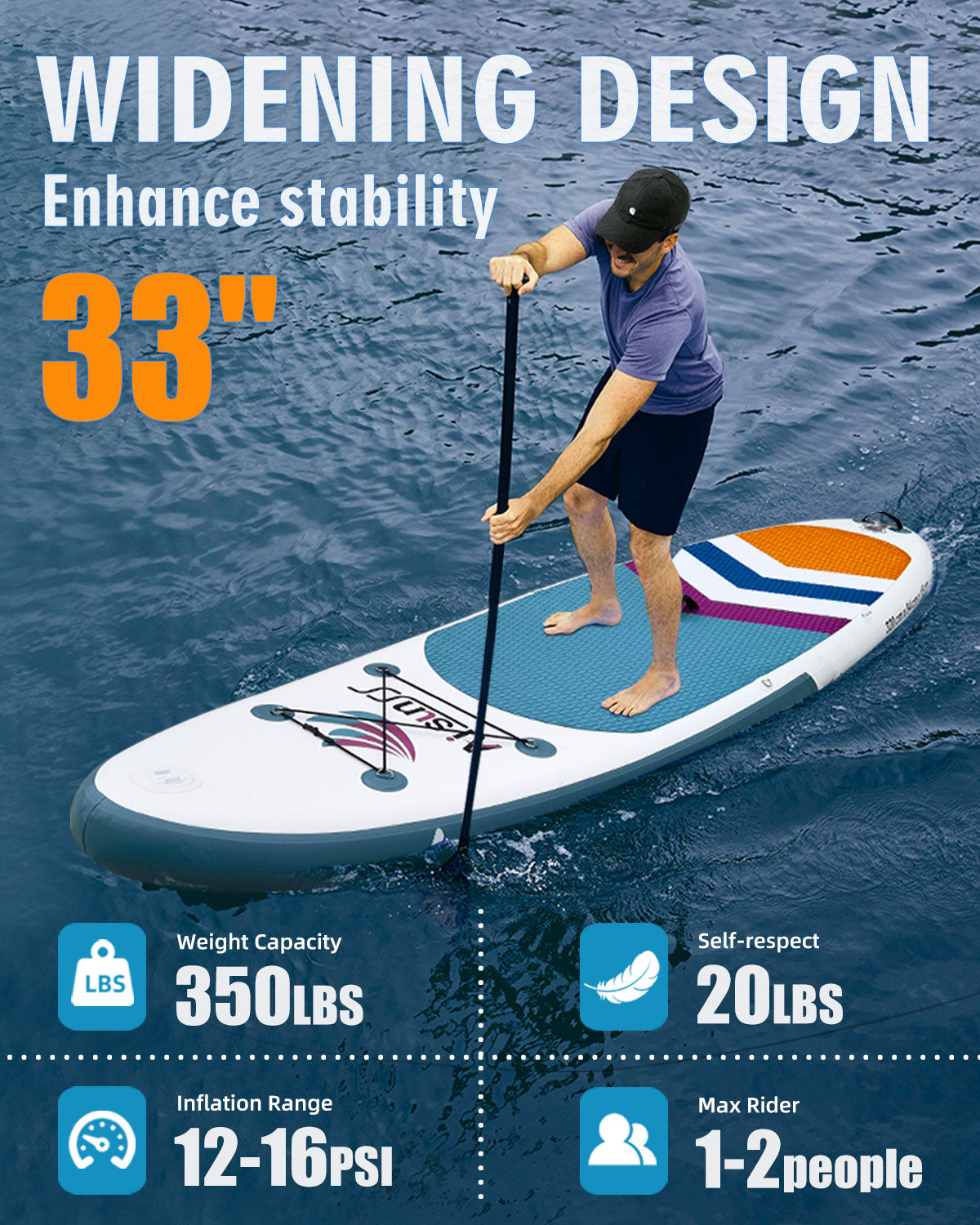 AISUNSS Inflatable Paddle Board for Adult, Paddle Board for All Skill Levels, Wide SUP Board with Primium Accessories Include SUP Carry Bag, Hand Pump, 10L Waterproof Bag and Adj Paddle