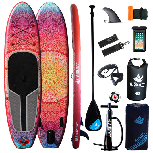 AISUNSS SUP Board 10Ft / 10.6Ft - Colorful Flowers